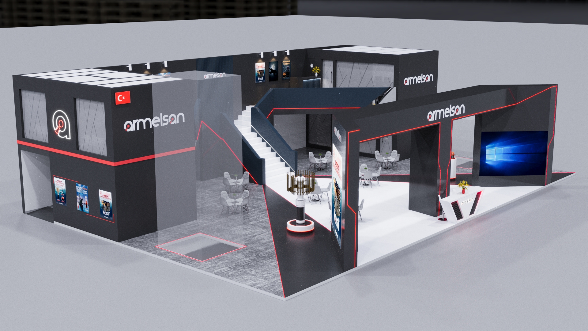 Armelsan savunma elektroniği firmasının Exelus Expo imzalı fuar standı